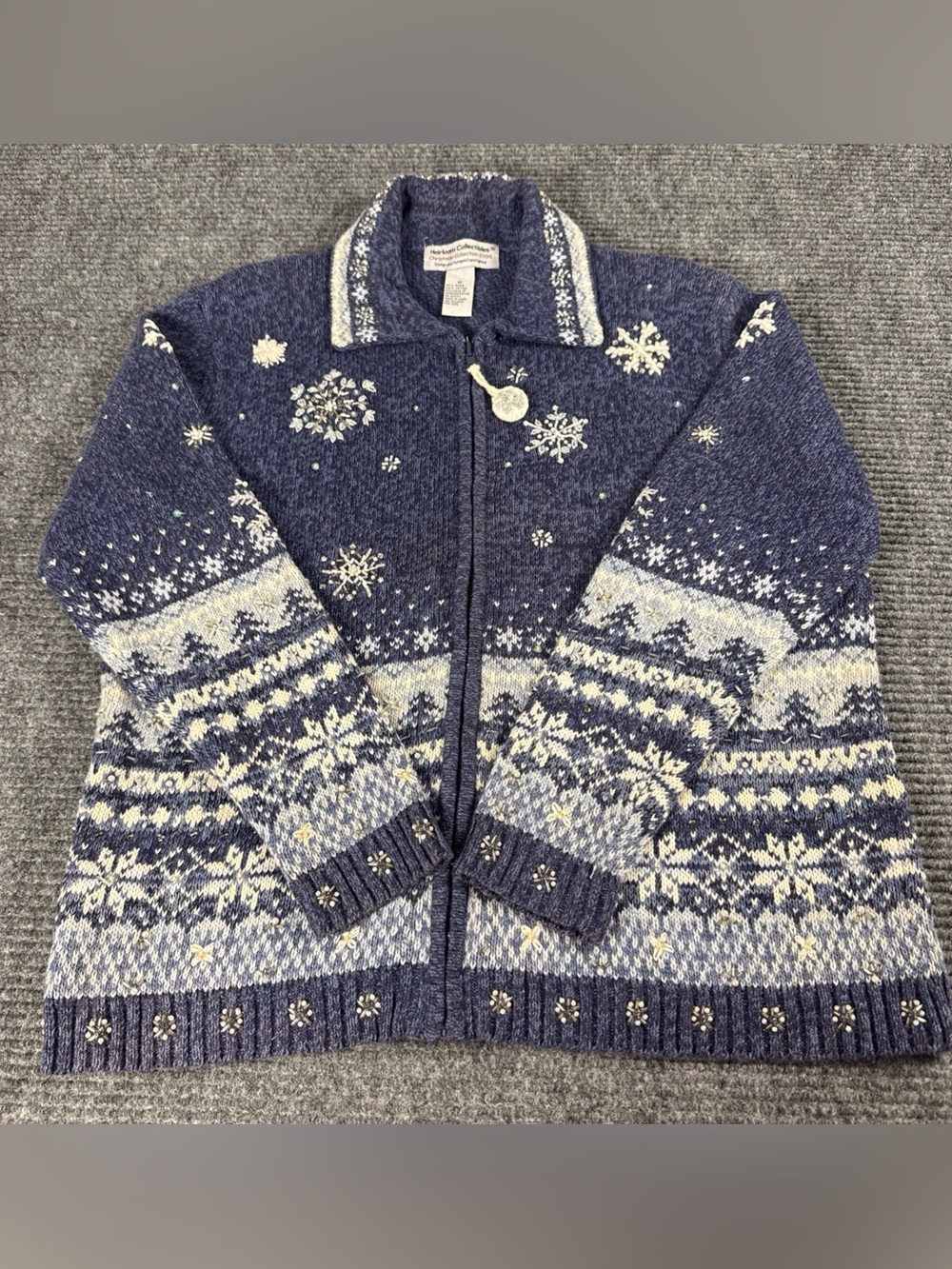 Heirloom Collectibles 2004 Christmas Knit Beaded Snowflake Sweater Women’s M